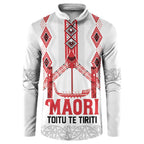 Toitu Te Tiriti Waitangi Button Sweatshirt White Wharenui House - Aussie Hoodie