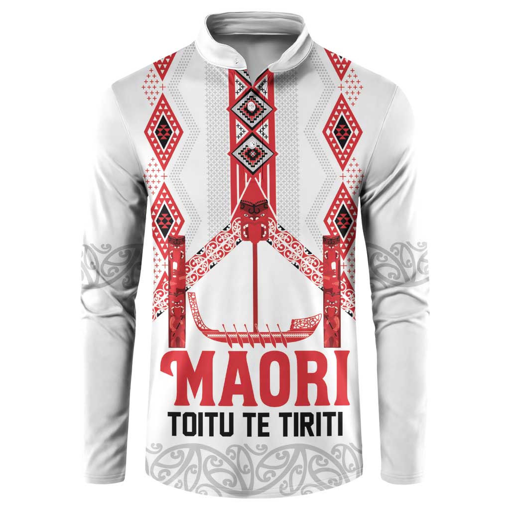 Toitu Te Tiriti Waitangi Button Sweatshirt White Wharenui House - Aussie Hoodie