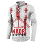 Toitu Te Tiriti Waitangi Button Sweatshirt White Wharenui House - Aussie Hoodie