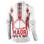 Toitu Te Tiriti Waitangi Button Sweatshirt White Wharenui House - Aussie Hoodie