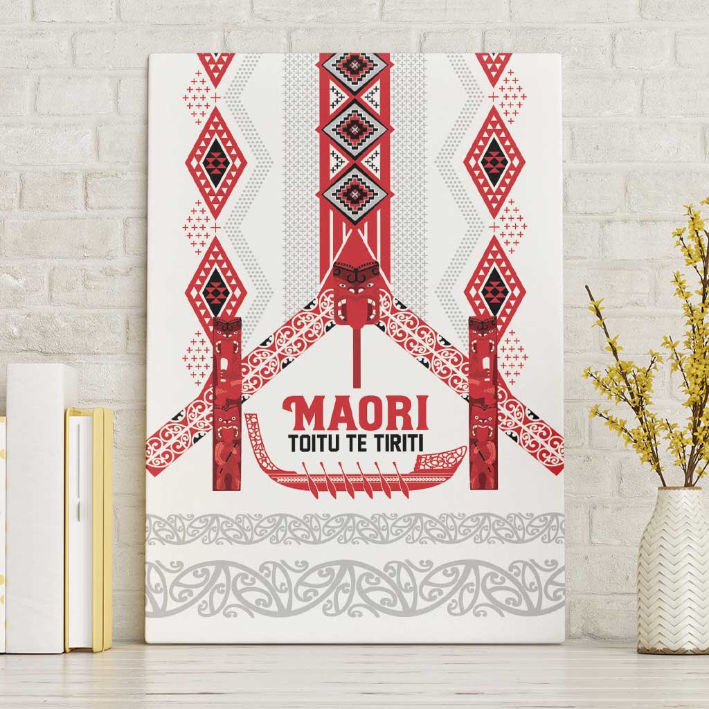 Toitu Te Tiriti Waitangi Canvas Wall Art White Wharenui House - Aussie Hoodie