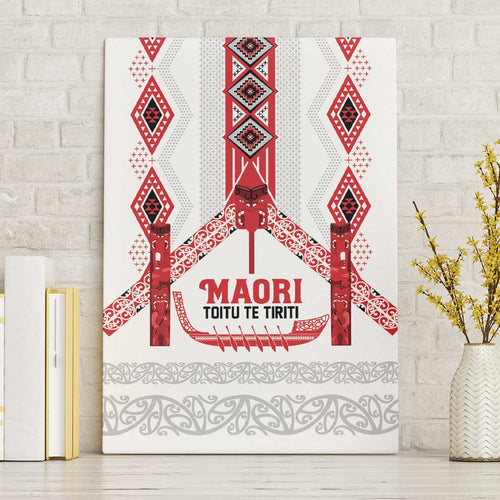 Toitu Te Tiriti Waitangi Canvas Wall Art White Wharenui House - Aussie Hoodie