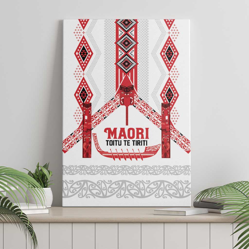 Toitu Te Tiriti Waitangi Canvas Wall Art White Wharenui House - Aussie Hoodie