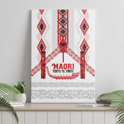 Toitu Te Tiriti Waitangi Canvas Wall Art White Wharenui House - Aussie Hoodie