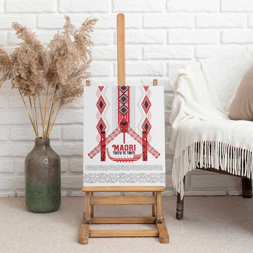 Toitu Te Tiriti Waitangi Canvas Wall Art White Wharenui House - Aussie Hoodie