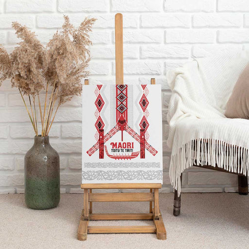 Toitu Te Tiriti Waitangi Canvas Wall Art White Wharenui House - Aussie Hoodie