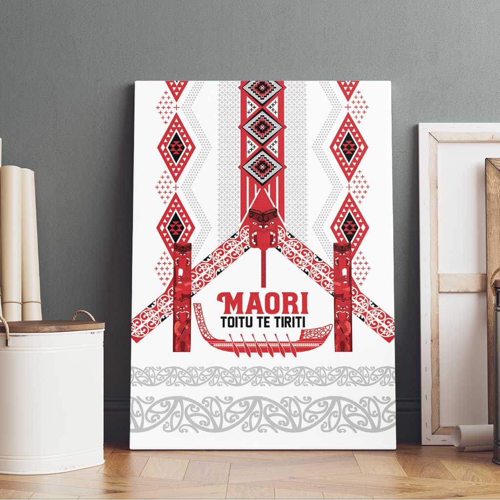 Toitu Te Tiriti Waitangi Canvas Wall Art White Wharenui House - Aussie Hoodie