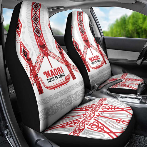 Toitu Te Tiriti Waitangi Car Seat Cover White Wharenui House - Aussie Hoodie