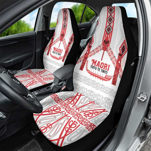 Toitu Te Tiriti Waitangi Car Seat Cover White Wharenui House - Aussie Hoodie