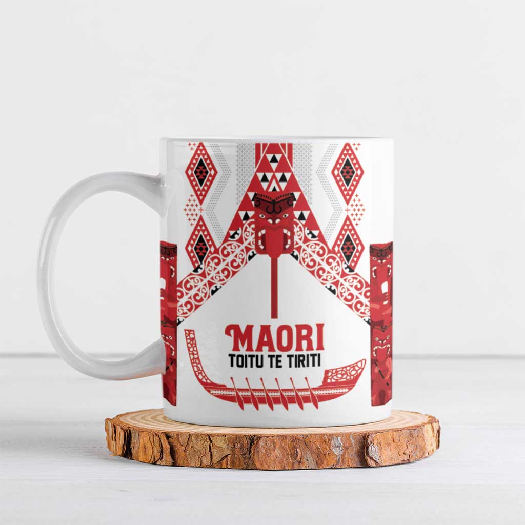 Toitu Te Tiriti Waitangi Ceramic Mug White Wharenui House - Aussie Hoodie