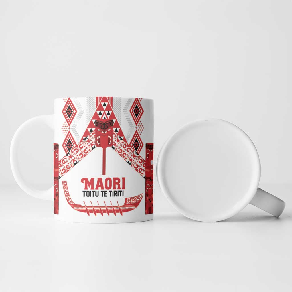 Toitu Te Tiriti Waitangi Ceramic Mug White Wharenui House - Aussie Hoodie