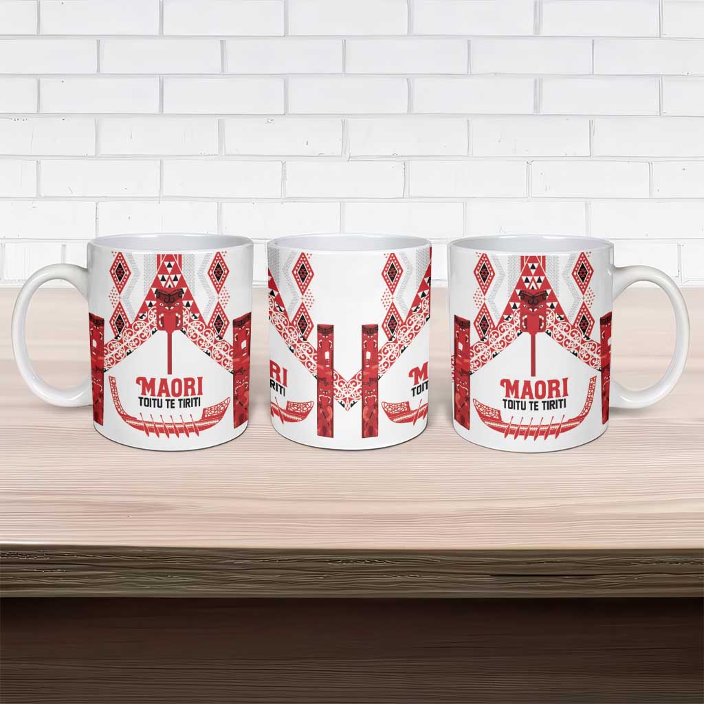 Toitu Te Tiriti Waitangi Ceramic Mug White Wharenui House - Aussie Hoodie