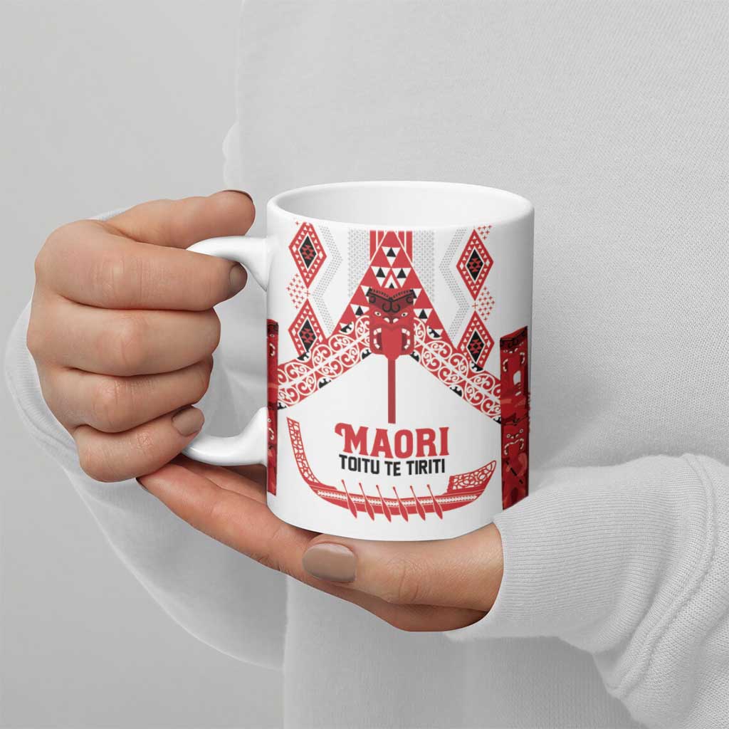 Toitu Te Tiriti Waitangi Ceramic Mug White Wharenui House - Aussie Hoodie