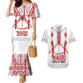 Toitu Te Tiriti Waitangi Couples Matching Mermaid Dress and Hawaiian Shirt White Wharenui House - Aussie Hoodie