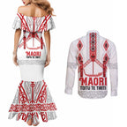 Toitu Te Tiriti Waitangi Couples Matching Mermaid Dress and Long Sleeve Button Shirt White Wharenui House - Aussie Hoodie