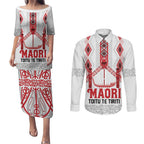 Toitu Te Tiriti Waitangi Couples Matching Puletasi and Long Sleeve Button Shirt White Wharenui House - Aussie Hoodie
