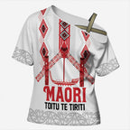 Toitu Te Tiriti Waitangi Cross Shoulder Shirt White Wharenui House - Aussie Hoodie