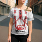 Toitu Te Tiriti Waitangi Cross Shoulder Shirt White Wharenui House - Aussie Hoodie