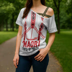 Toitu Te Tiriti Waitangi Cross Shoulder Shirt White Wharenui House - Aussie Hoodie
