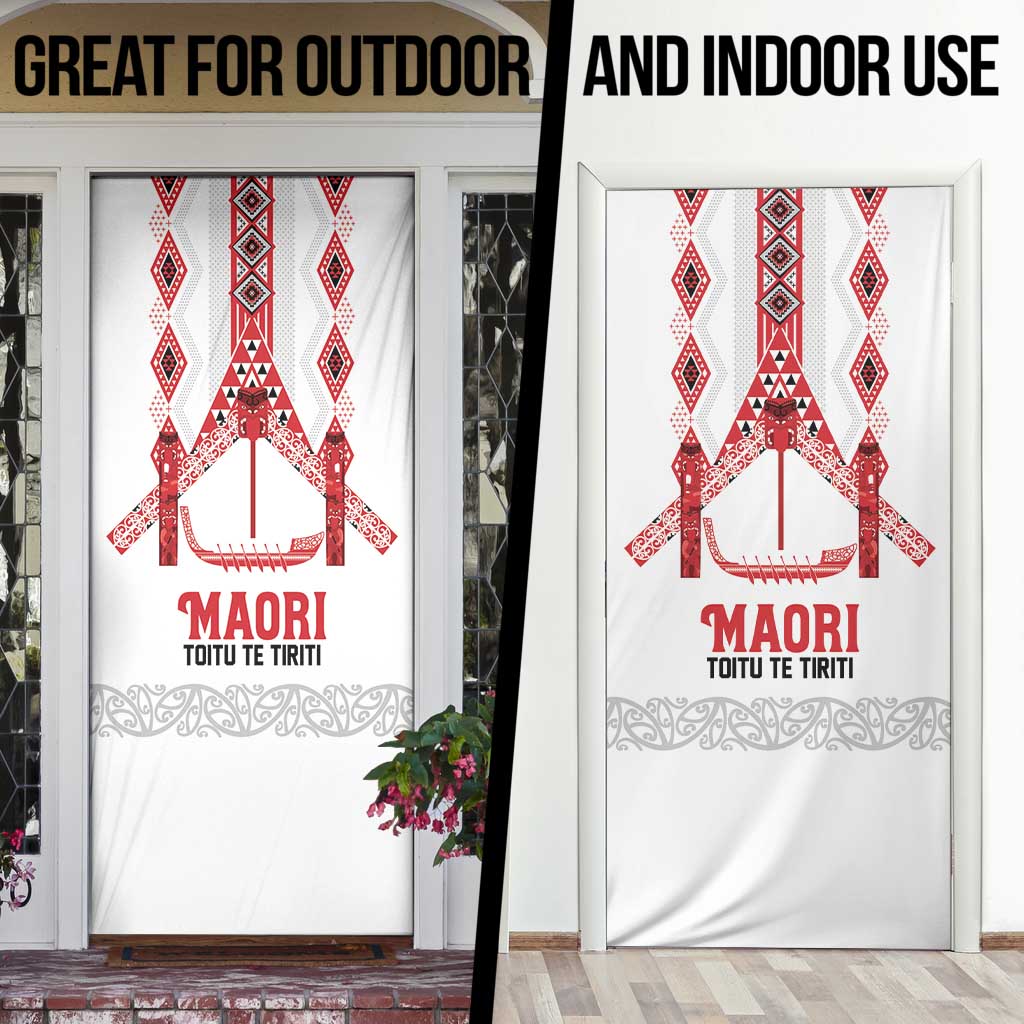 Toitu Te Tiriti Waitangi Door Cover White Wharenui House - Aussie Hoodie