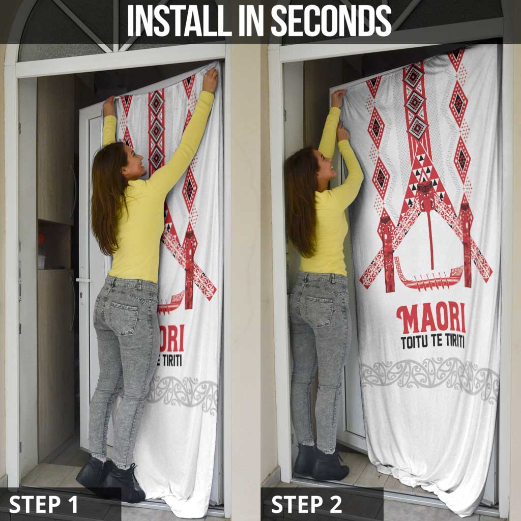 Toitu Te Tiriti Waitangi Door Cover White Wharenui House - Aussie Hoodie