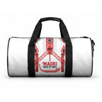Toitu Te Tiriti Waitangi Duffle Bag White Wharenui House