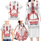 Toitu Te Tiriti Waitangi Family Matching Long Sleeve Bodycon Dress and Hawaiian Shirt White Wharenui House - Aussie Hoodie
