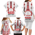 Toitu Te Tiriti Waitangi Family Matching Long Sleeve Bodycon Dress and Hawaiian Shirt White Wharenui House - Aussie Hoodie