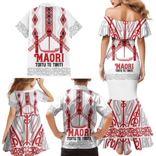 Toitu Te Tiriti Waitangi Family Matching Mermaid Dress and Hawaiian Shirt White Wharenui House - Aussie Hoodie