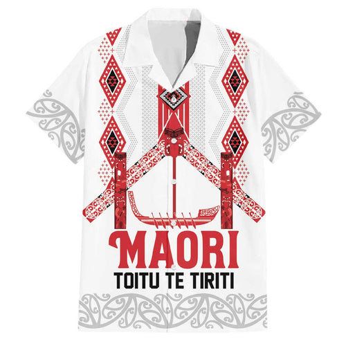 Toitu Te Tiriti Waitangi Family Matching Off The Shoulder Long Sleeve Dress and Hawaiian Shirt White Wharenui House - Aussie Hoodie