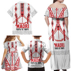 Toitu Te Tiriti Waitangi Family Matching Off Shoulder Maxi Dress and Hawaiian Shirt White Wharenui House - Aussie Hoodie