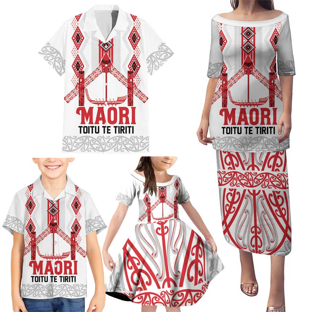 Toitu Te Tiriti Waitangi Family Matching Puletasi and Hawaiian Shirt White Wharenui House - Aussie Hoodie