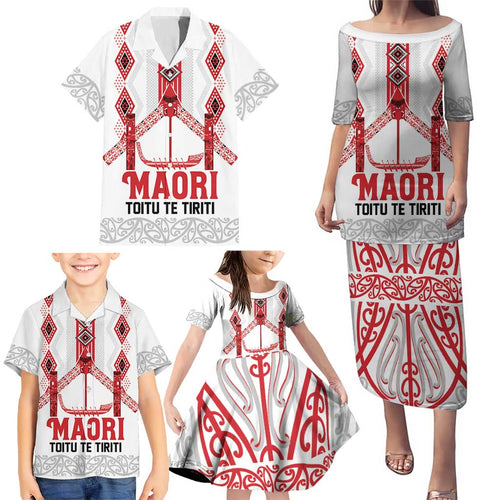Toitu Te Tiriti Waitangi Family Matching Puletasi and Hawaiian Shirt White Wharenui House - Aussie Hoodie