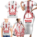 Toitu Te Tiriti Waitangi Family Matching Short Sleeve Bodycon Dress and Hawaiian Shirt White Wharenui House - Aussie Hoodie