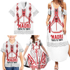 Toitu Te Tiriti Waitangi Family Matching Summer Maxi Dress and Hawaiian Shirt White Wharenui House - Aussie Hoodie