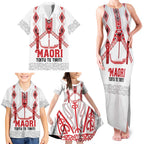 Toitu Te Tiriti Waitangi Family Matching Tank Maxi Dress and Hawaiian Shirt White Wharenui House - Aussie Hoodie