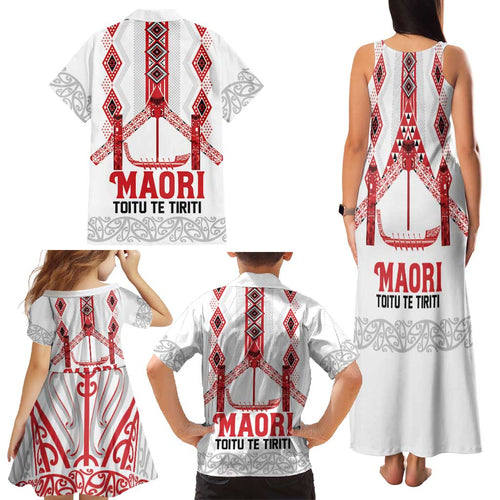 Toitu Te Tiriti Waitangi Family Matching Tank Maxi Dress and Hawaiian Shirt White Wharenui House - Aussie Hoodie