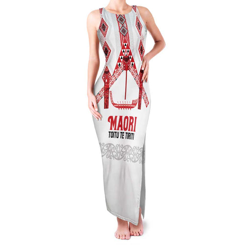 Toitu Te Tiriti Waitangi Family Matching Tank Maxi Dress and Hawaiian Shirt White Wharenui House - Aussie Hoodie