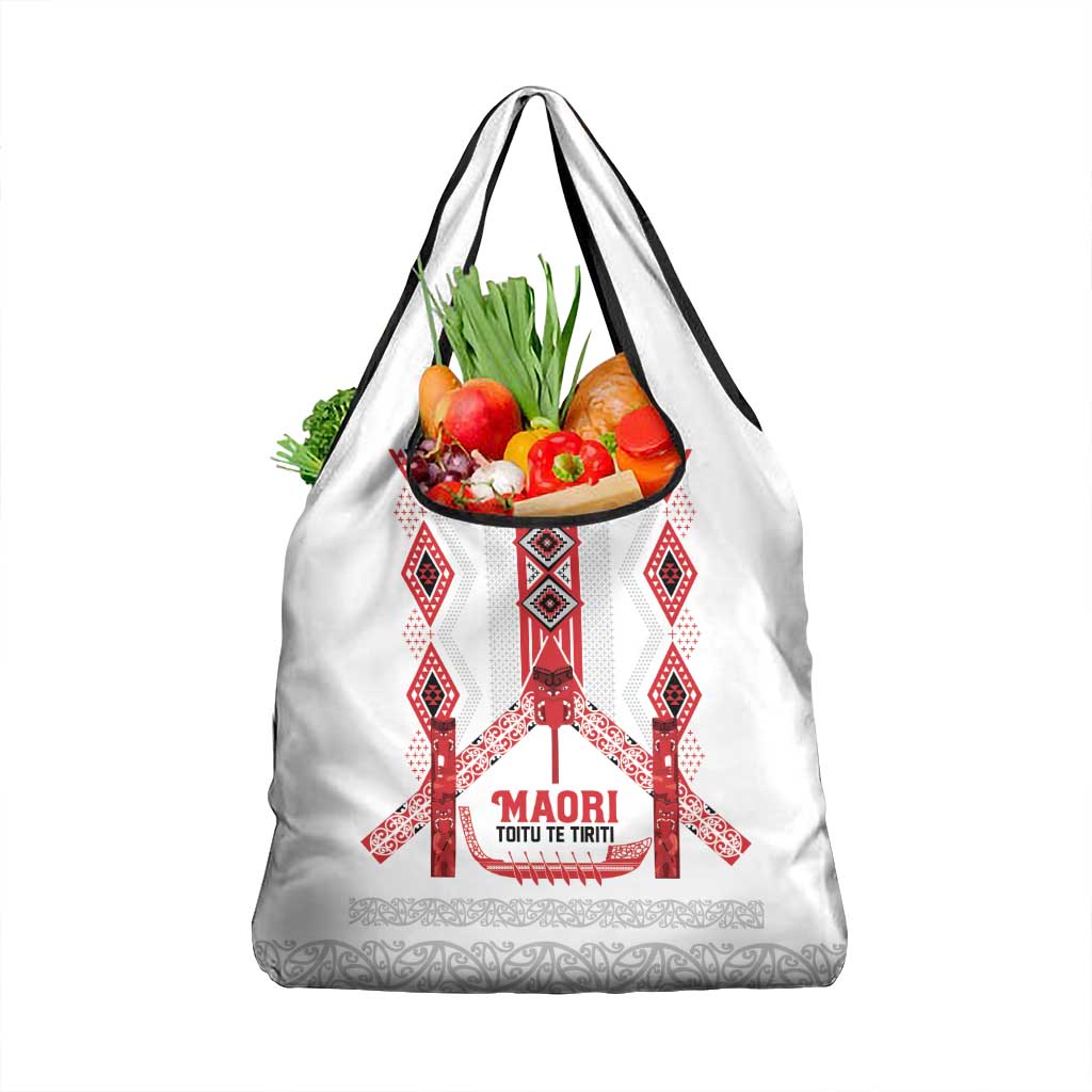 Toitu Te Tiriti Waitangi Grocery Bag White Wharenui House - Aussie Hoodie