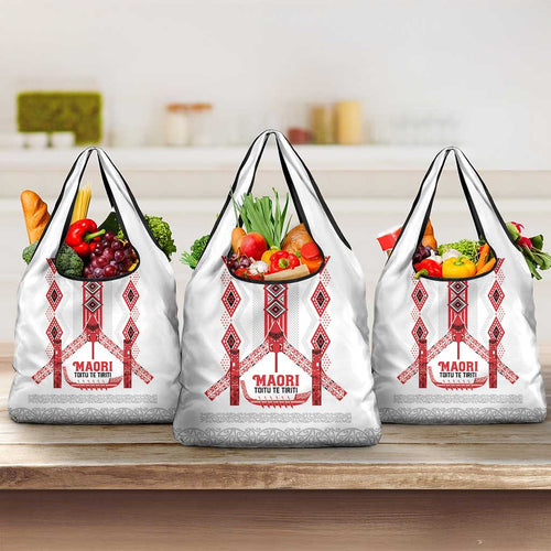Toitu Te Tiriti Waitangi Grocery Bag White Wharenui House - Aussie Hoodie