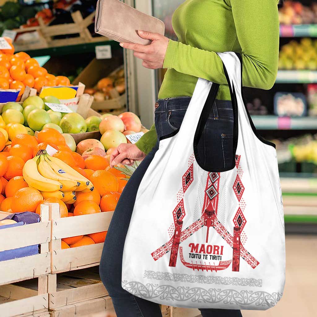 Toitu Te Tiriti Waitangi Grocery Bag White Wharenui House - Aussie Hoodie