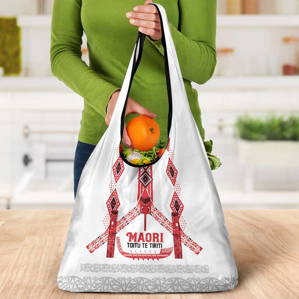 Toitu Te Tiriti Waitangi Grocery Bag White Wharenui House - Aussie Hoodie