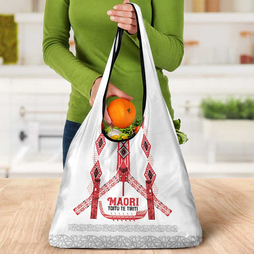 Toitu Te Tiriti Waitangi Grocery Bag White Wharenui House - Aussie Hoodie