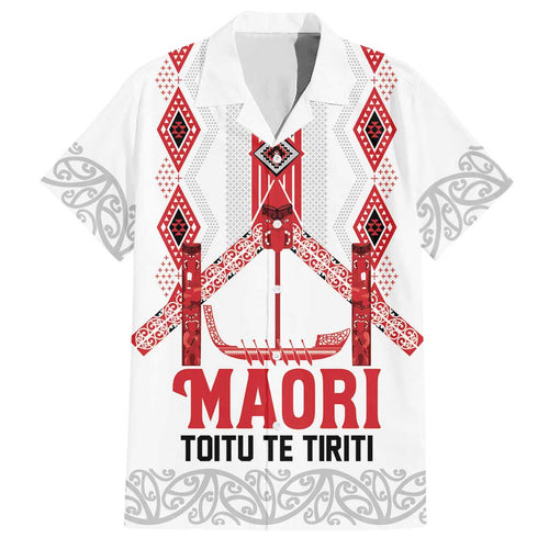 Toitu Te Tiriti Waitangi Hawaiian Shirt White Wharenui House - Aussie Hoodie