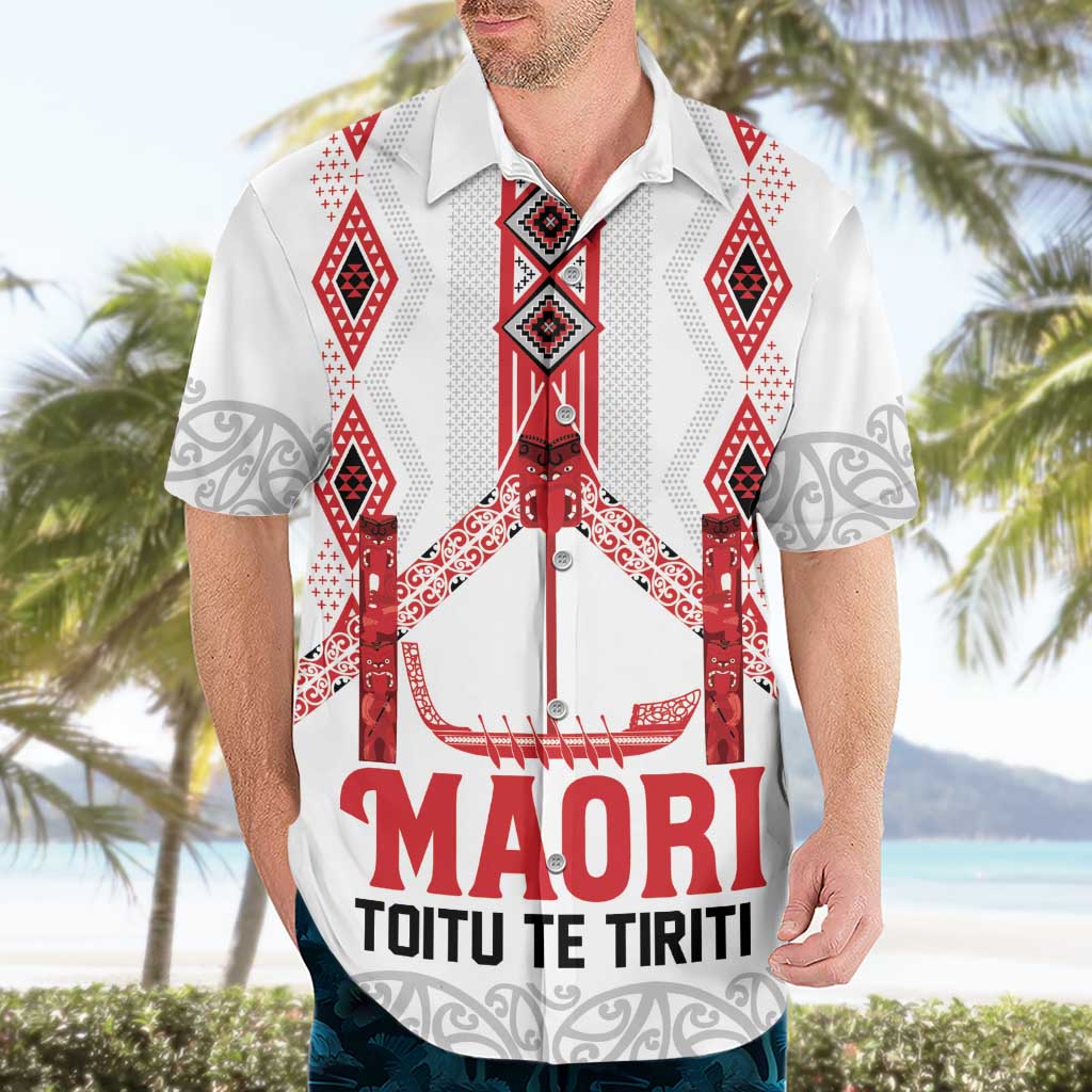 Toitu Te Tiriti Waitangi Hawaiian Shirt White Wharenui House - Aussie Hoodie