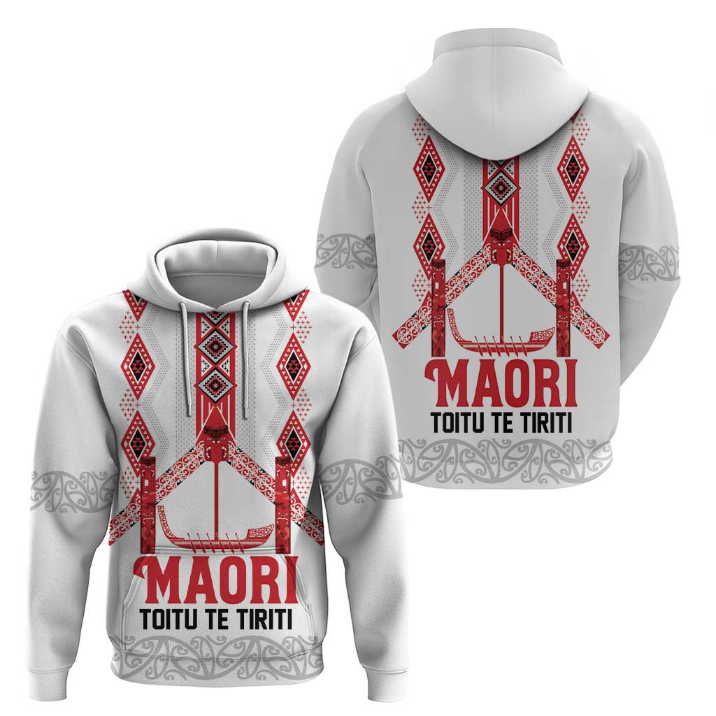 Toitu Te Tiriti Waitangi Hoodie White Wharenui House - Aussie Hoodie