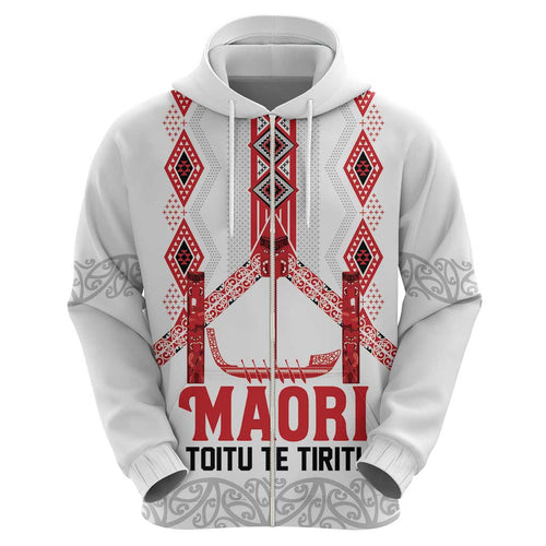 Toitu Te Tiriti Waitangi Hoodie White Wharenui House - Aussie Hoodie