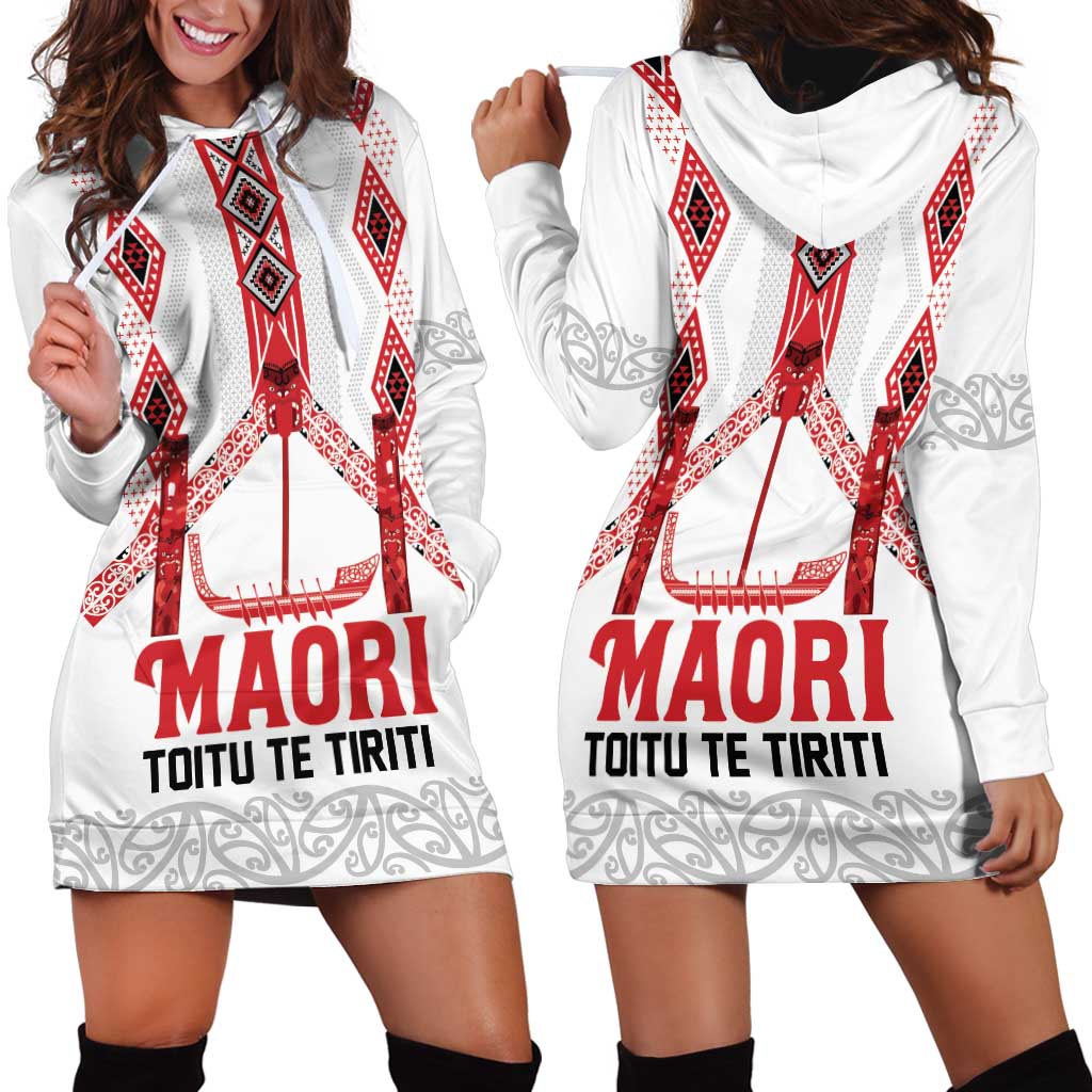 Toitu Te Tiriti Waitangi Hoodie Dress White Wharenui House - Aussie Hoodie