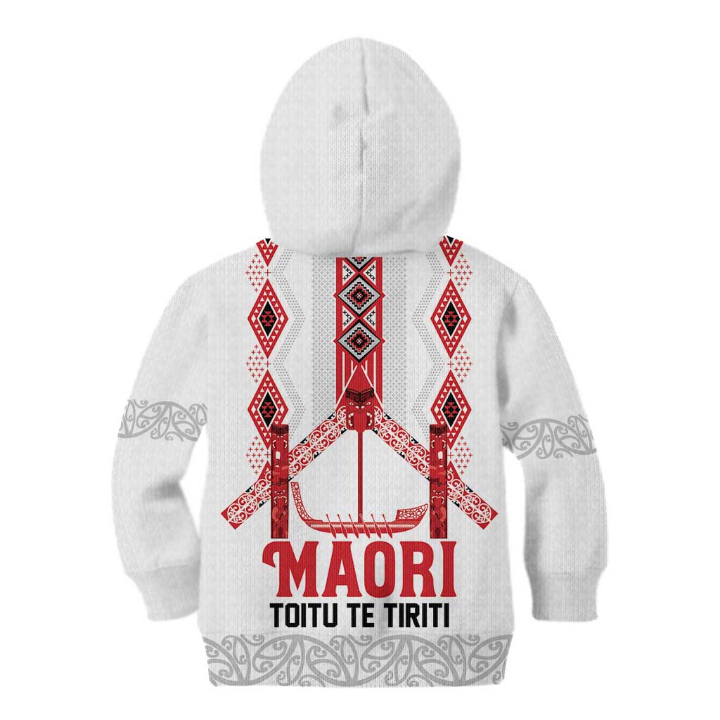 Toitu Te Tiriti Waitangi Kid Hoodie White Wharenui House - Aussie Hoodie