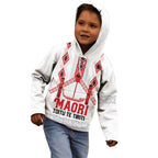 Toitu Te Tiriti Waitangi Kid Hoodie White Wharenui House - Aussie Hoodie